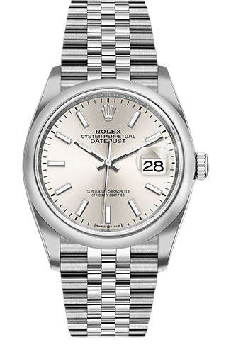 Rolex Steel Datejust 36 Watch - Domed Bezel - Silver Index Dial - Jubilee Bracelet