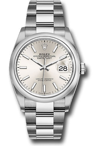 Rolex Steel Datejust 36 Watch - Domed Bezel - Silver Index Dial - Oyster Bracelet