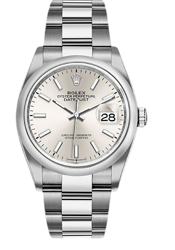 Rolex Steel Datejust 36 Watch - Domed Bezel - Silver Index Dial - Oyster Bracelet