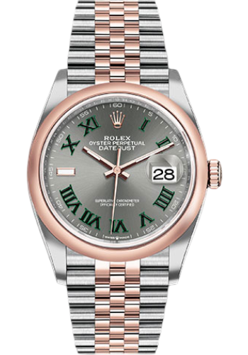 Rolex Everose Rolesor Datejust 36 Watch - Domed Bezel - Slate Roman Dial - Jubilee Bracelet