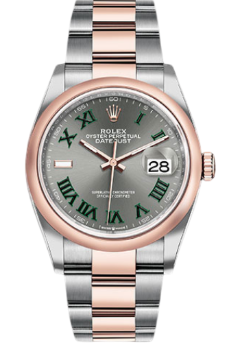 Rolex Everose Rolesor Datejust 36 Watch - Domed Bezel - Slate Roman Dial - Oyster Bracelet