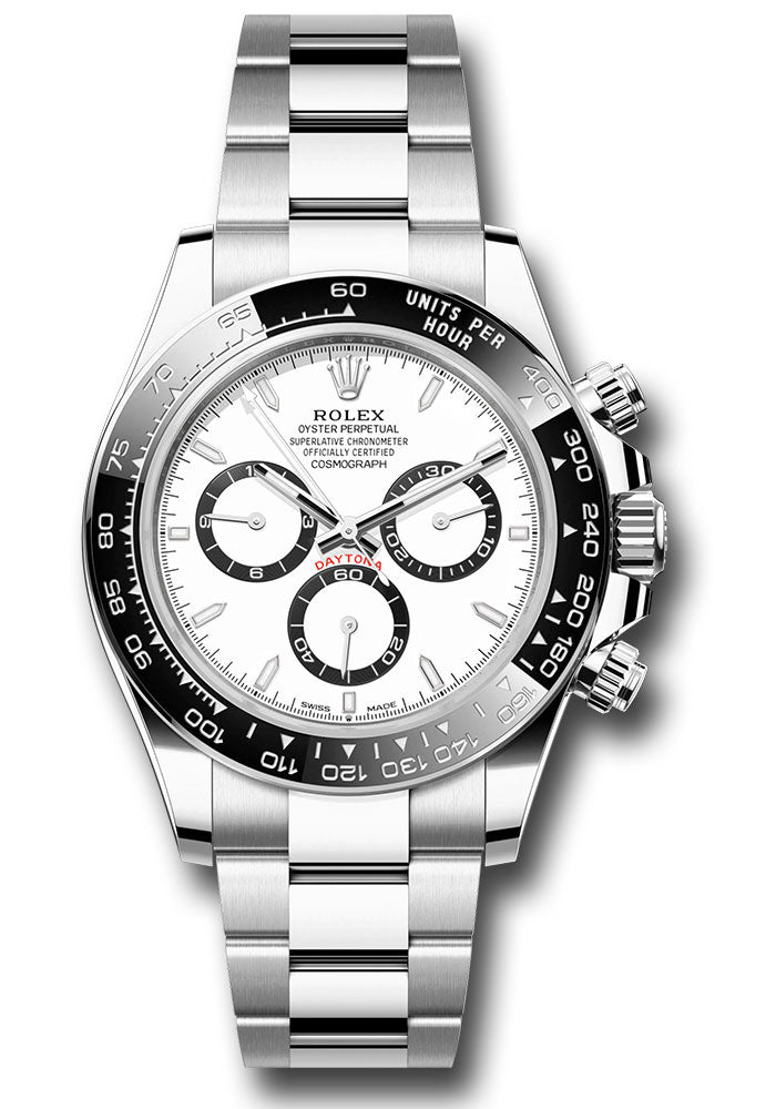 Rolex Oystersteel Cosmograph Daytona Watch - Black Cerachrom Bezel - White Index Dial - Oyster Bracelet