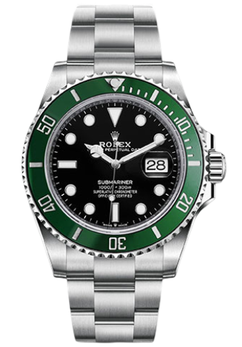 Rolex Steel Submariner Date Watch - The Starbucks - Green Bezel - Black Dial