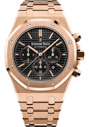 AUDEMARS PIGUET ROYAL OAK ROSE GOLD BLACK DIAL AUTOMATIC 41MM WATCH 26320OR