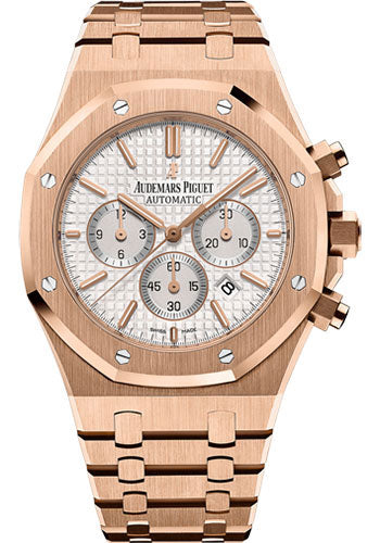 AUDEMARS PIGUET ROYAL OAK 41MM, WHITE DIAL - 18KT ROSE GOLD 26320OR