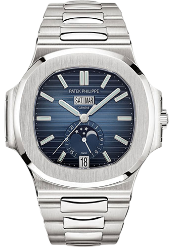Patek Philippe Nautilus Annual Calendar Moon Phases - 40.5 mm - Steel - Blue Dial