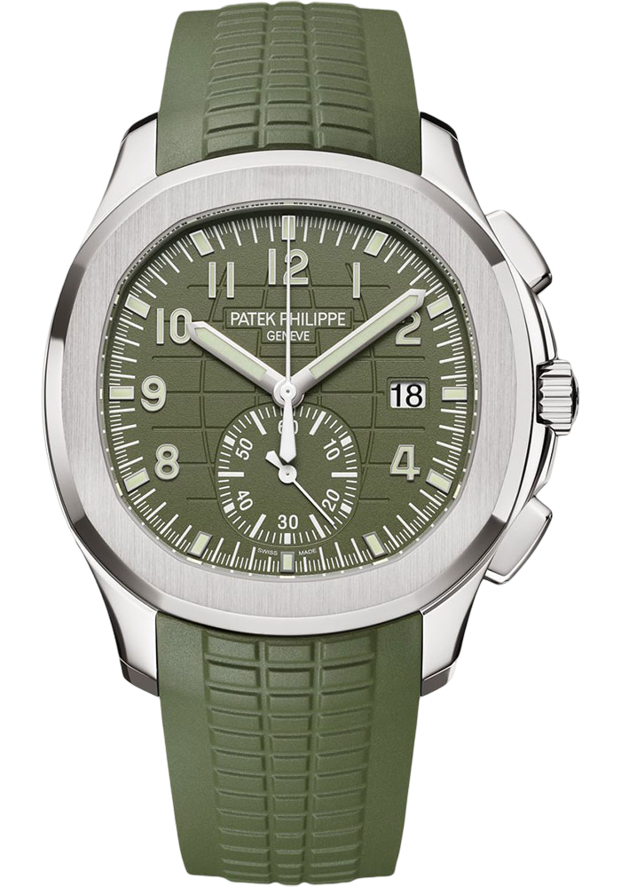 Patek Philippe Aquanaut Chronograph - 42.2 mm White Gold Case - Khaki Green Dial