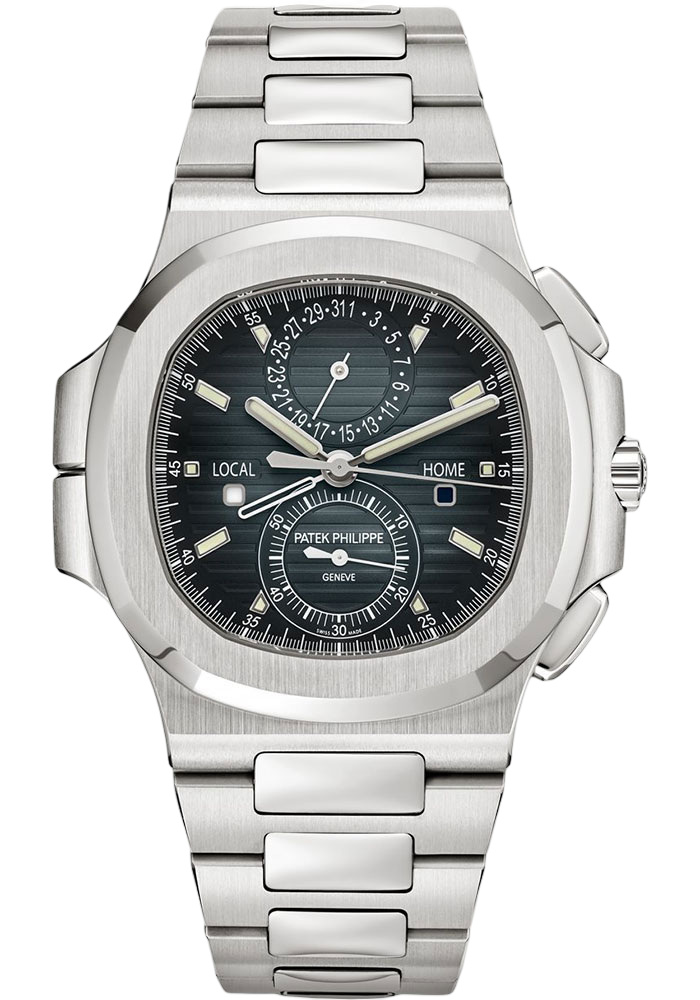 Patek Philippe Nautilus - Flyback Chronograph - Travel Time - 40.5 mm Steel Case - Blue Black-Gradient Rim Dial - Bracelet