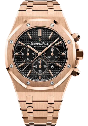 AUDEMARS PIGUET ROYAL OAK ROSE GOLD BLACK DIAL AUTOMATIC 41MM WATCH 26320OR