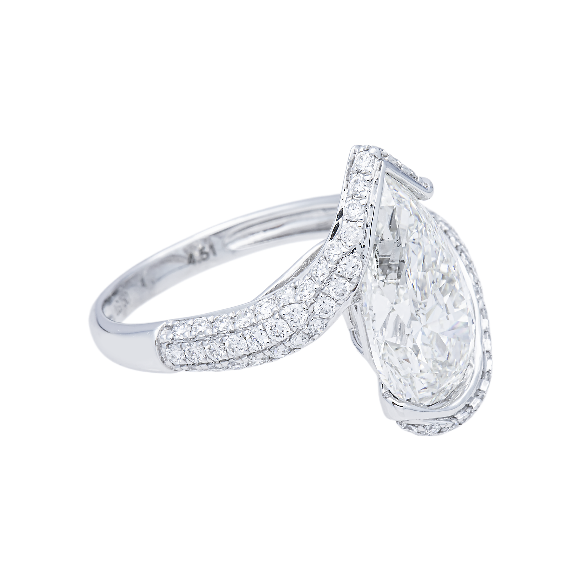 18K GOLD PEAR SHAPE PAVE DIAMOND ENGAGEMENT RING 4.72 CTW