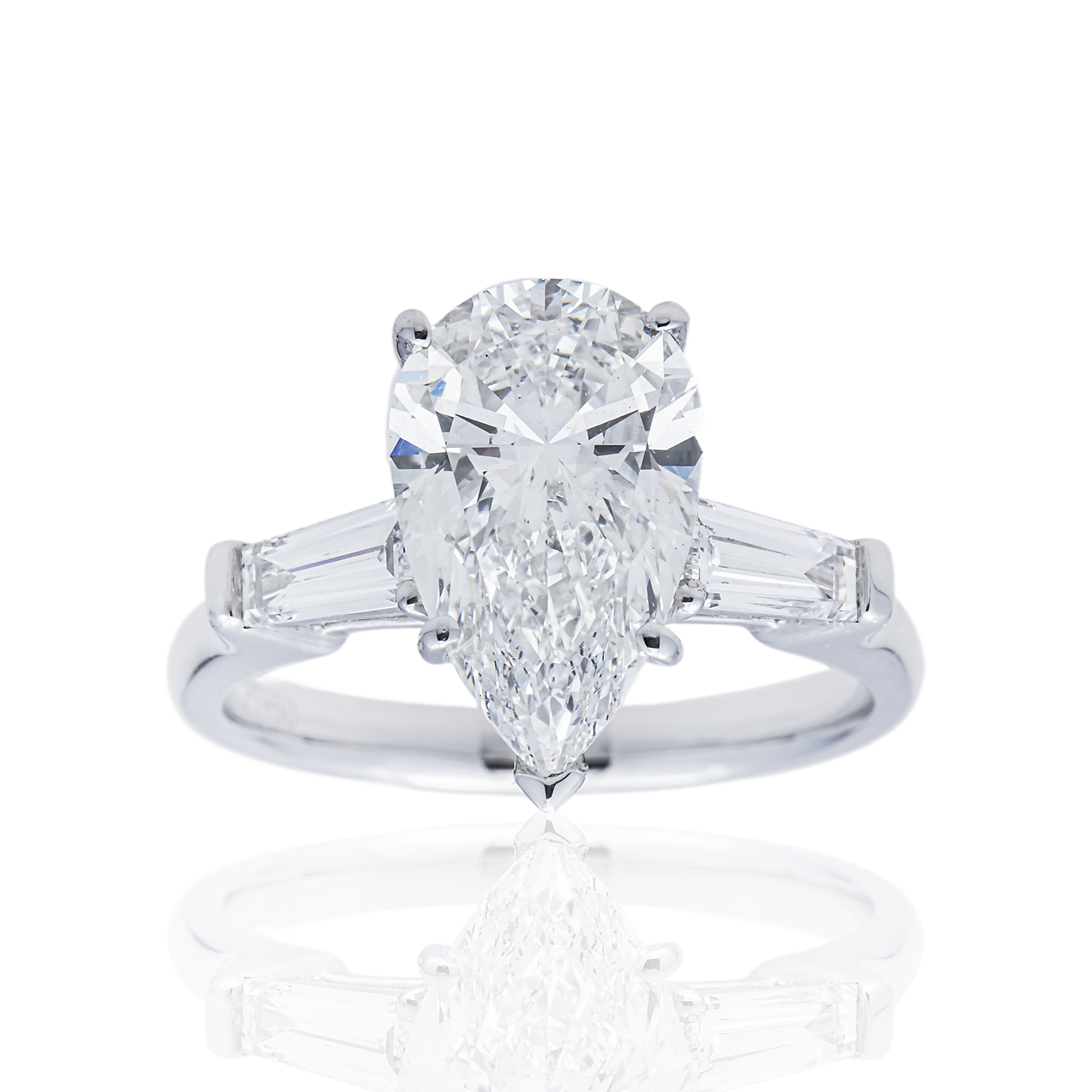 PLATINUM PEAR SHAPE LAB DIAMOND ENGAGEMENT RING 3.48 CTW