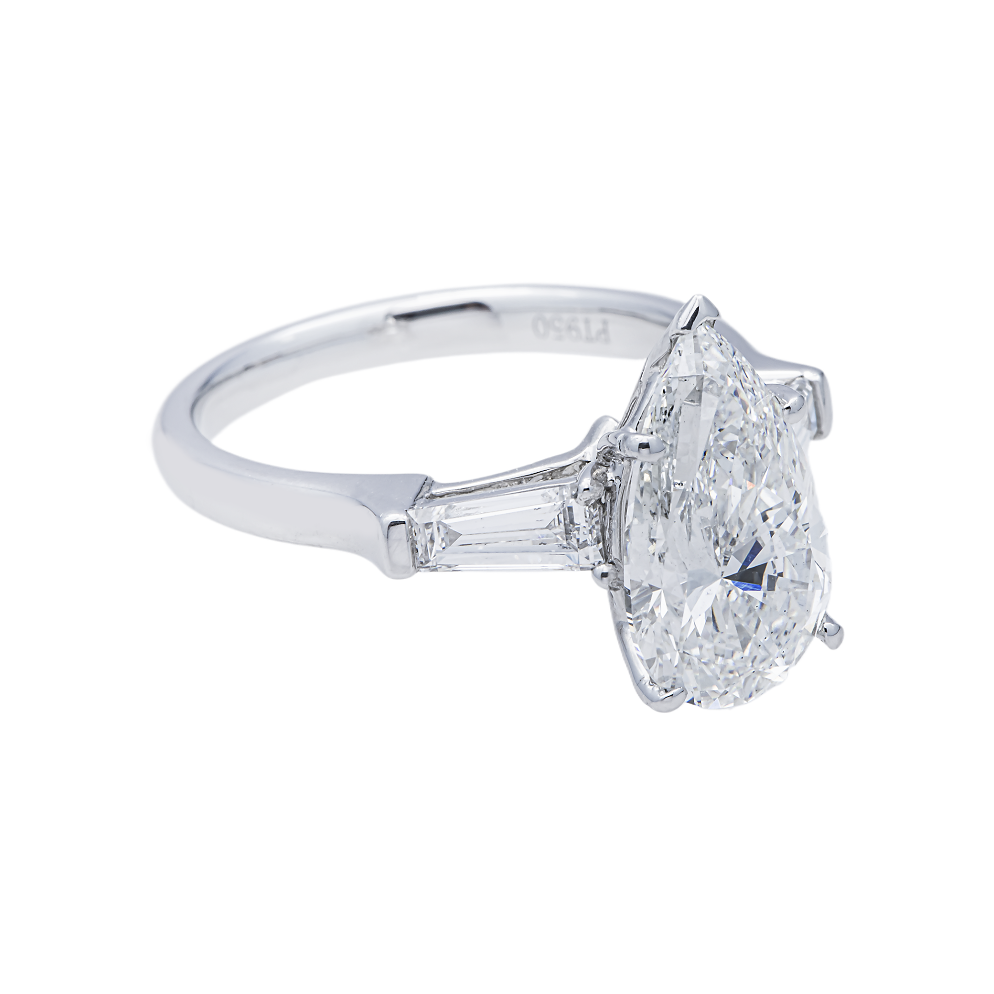 PLATINUM PEAR SHAPE LAB DIAMOND ENGAGEMENT RING 3.48 CTW