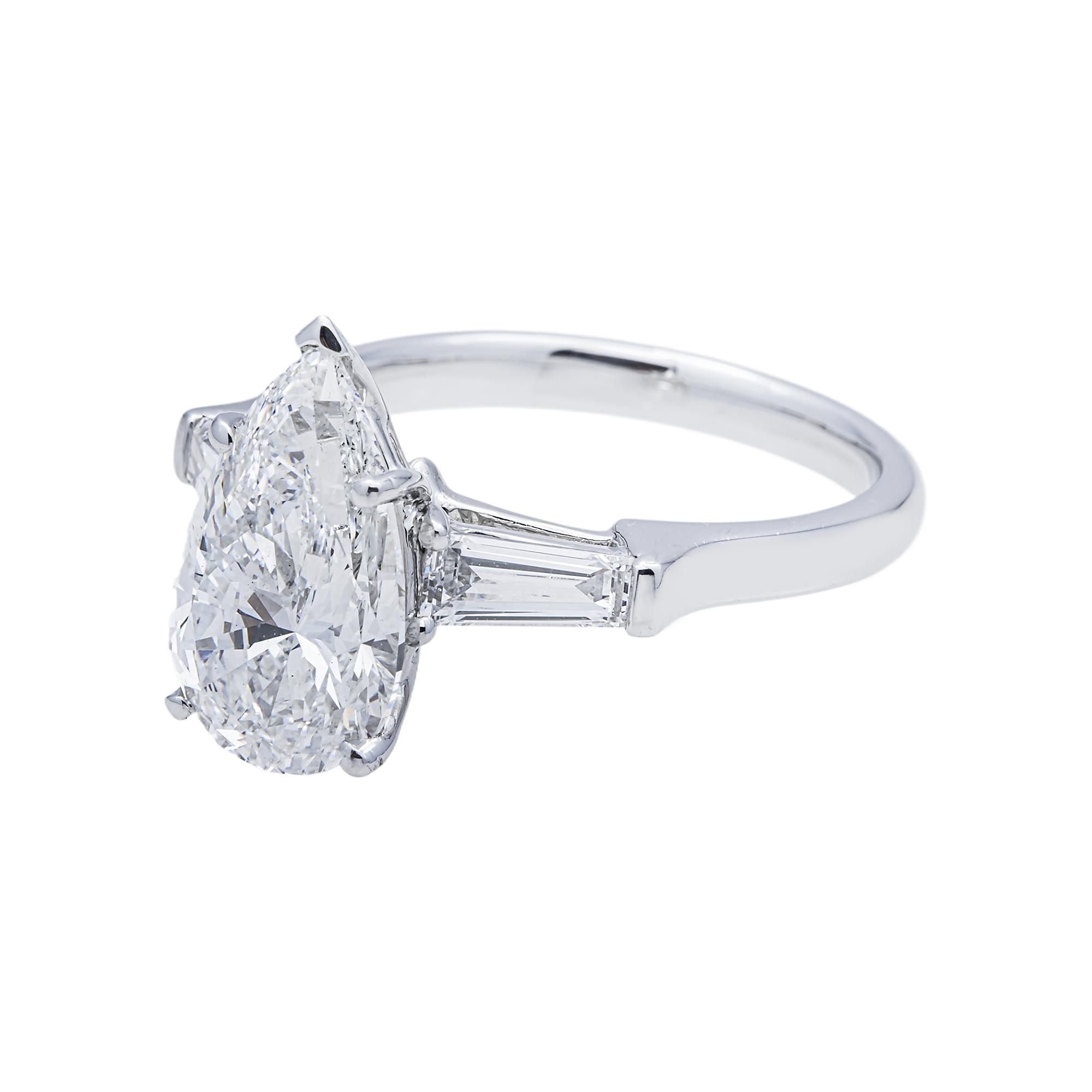 PLATINUM PEAR SHAPE LAB DIAMOND ENGAGEMENT RING 3.48 CTW