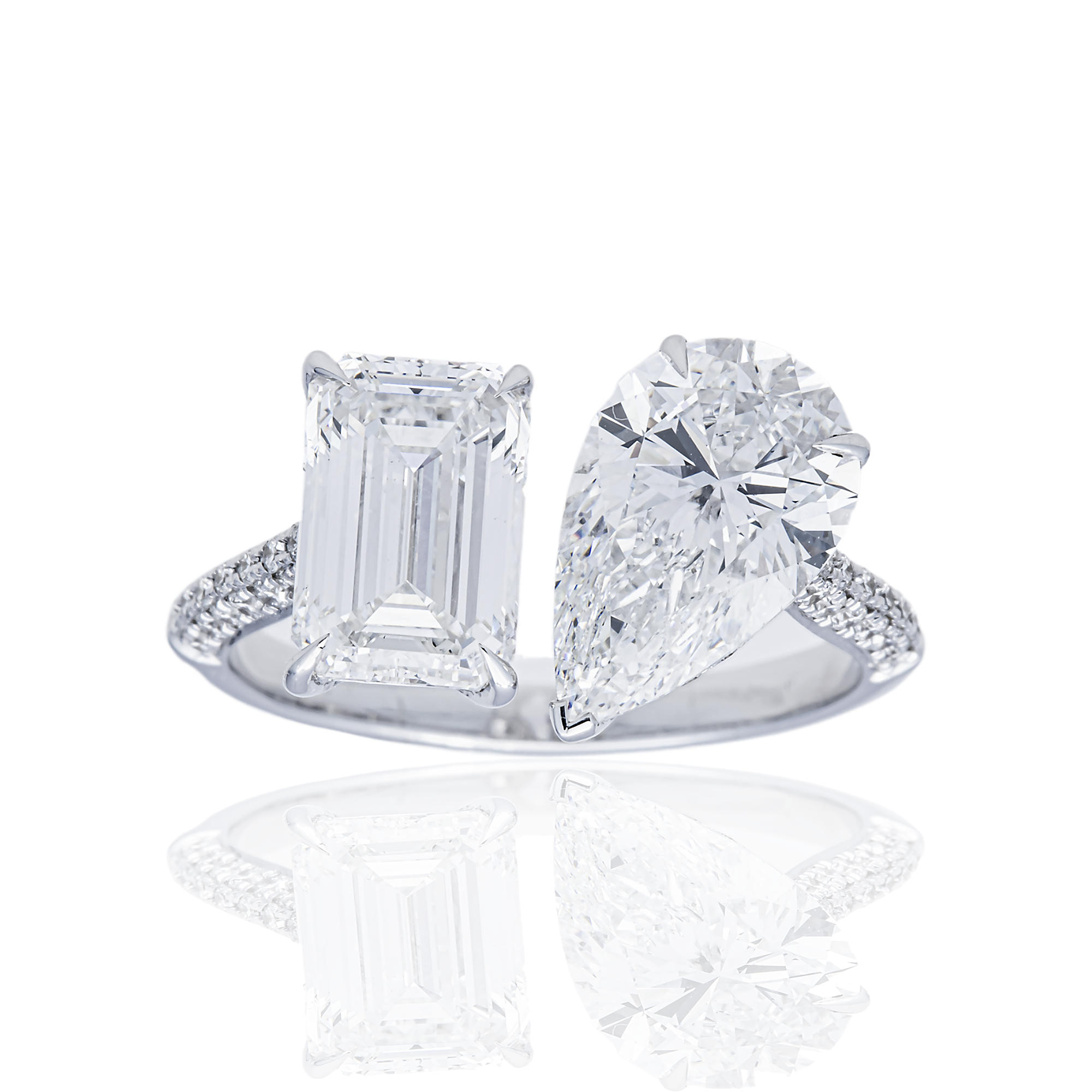 14K GOLD MULTI-SHAPE LAB DIAMOND PAVE SET ENGAGEMENT RING 4.53 CTW