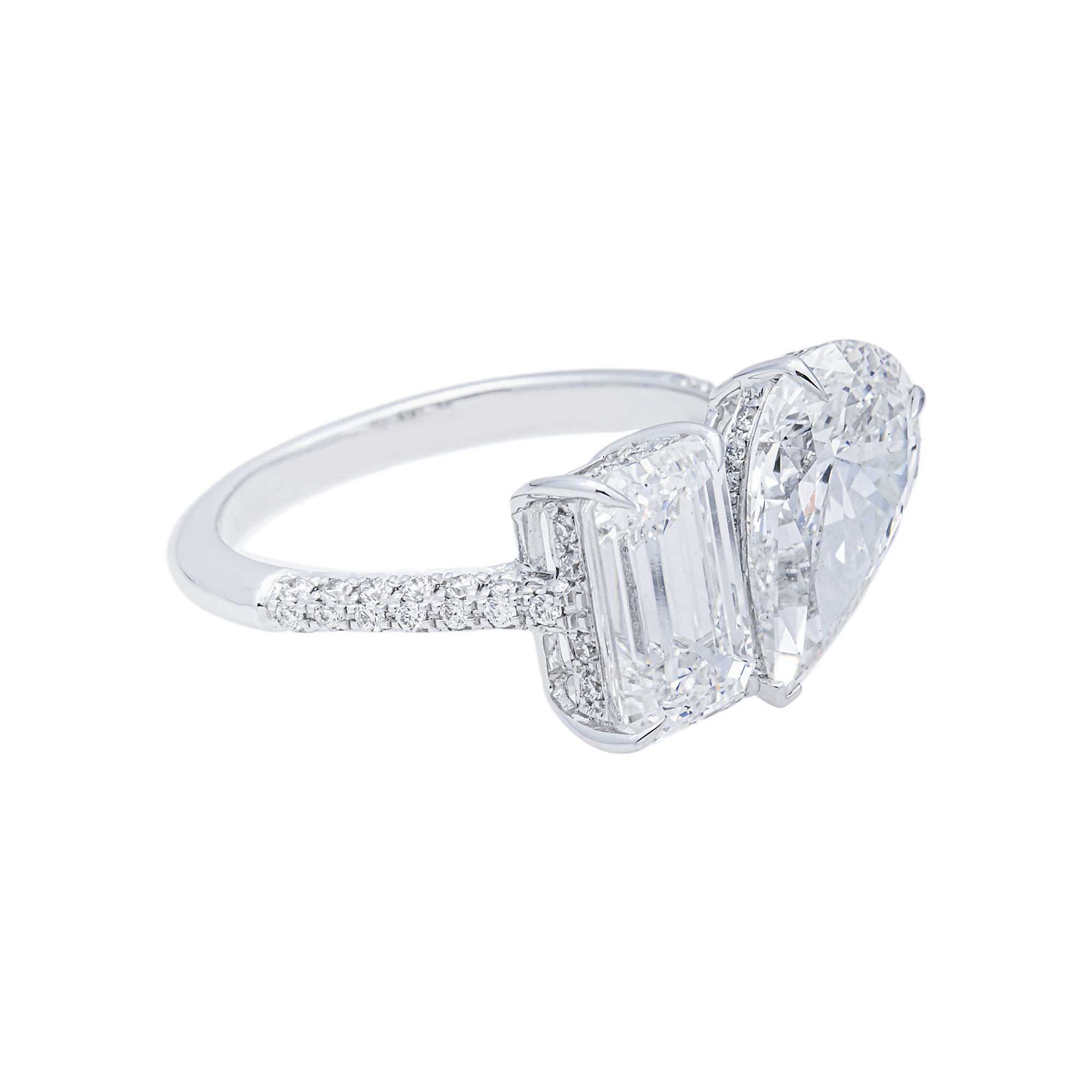 14K GOLD MULTI-SHAPE LAB DIAMOND PAVE SET ENGAGEMENT RING 4.53 CTW