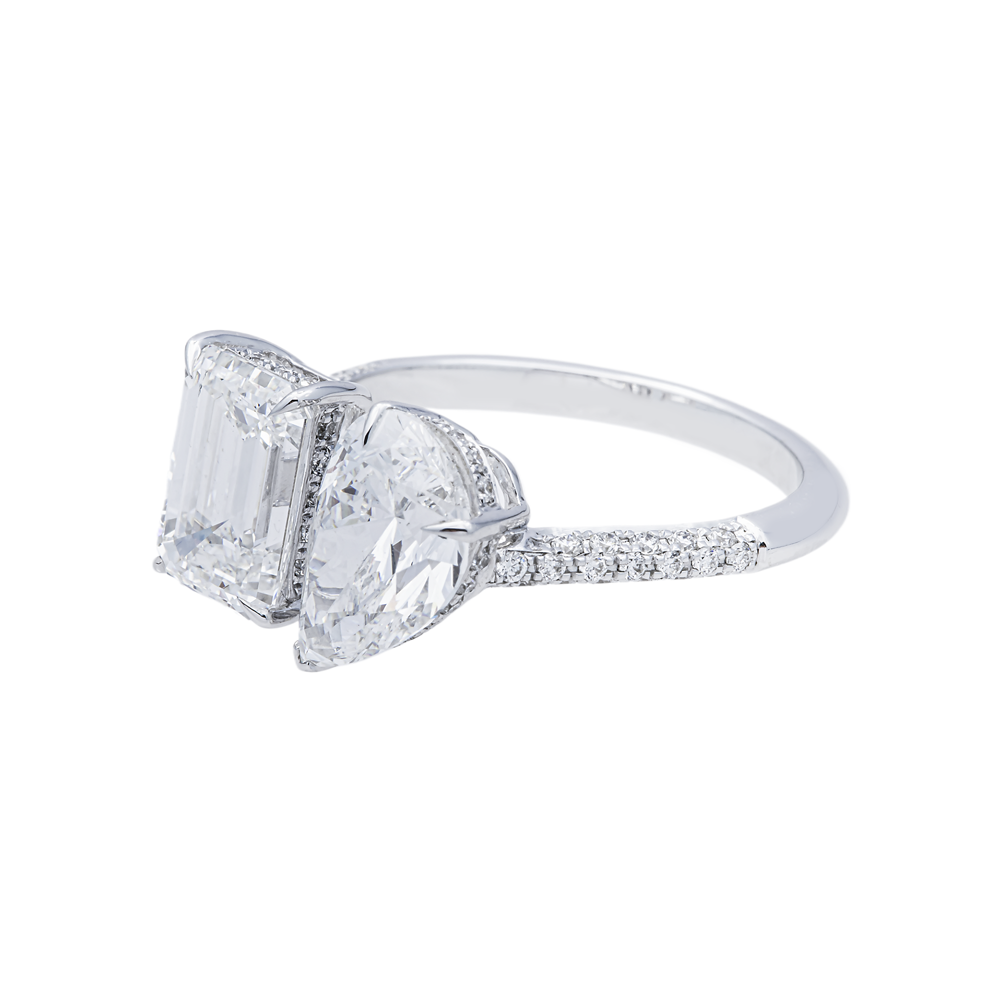 14K GOLD MULTI-SHAPE LAB DIAMOND PAVE SET ENGAGEMENT RING 4.53 CTW