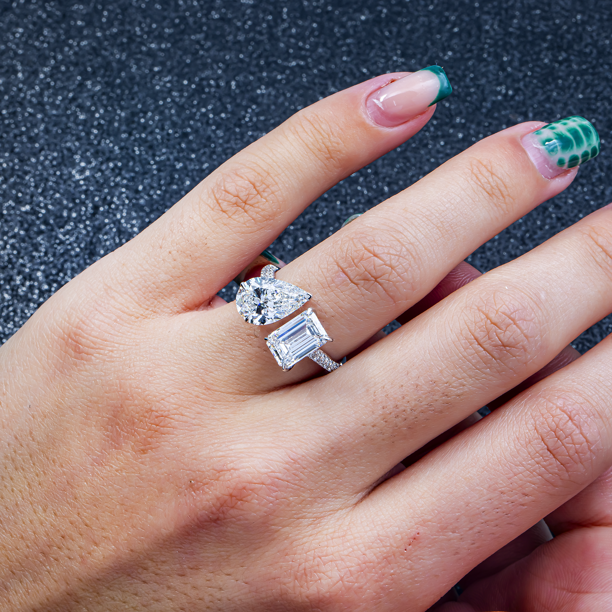 14K GOLD MULTI-SHAPE LAB DIAMOND PAVE SET ENGAGEMENT RING 4.53 CTW