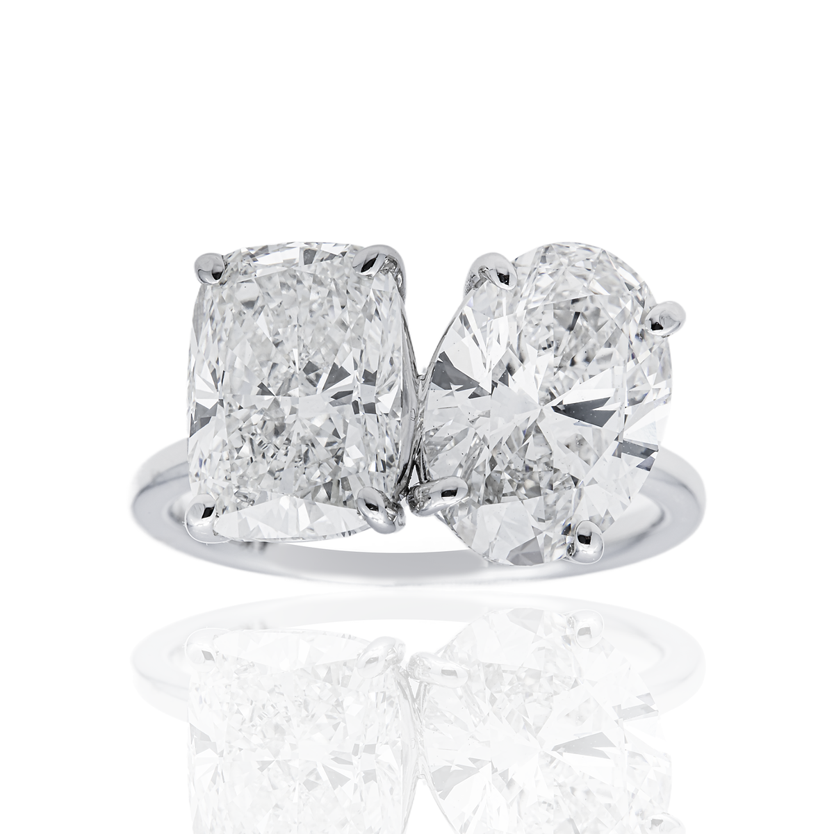 14K GOLD TOI ET MOI RADIANT AND OVAL LAB DIAMOND ENGAGEMENT RING 6.06 CTW