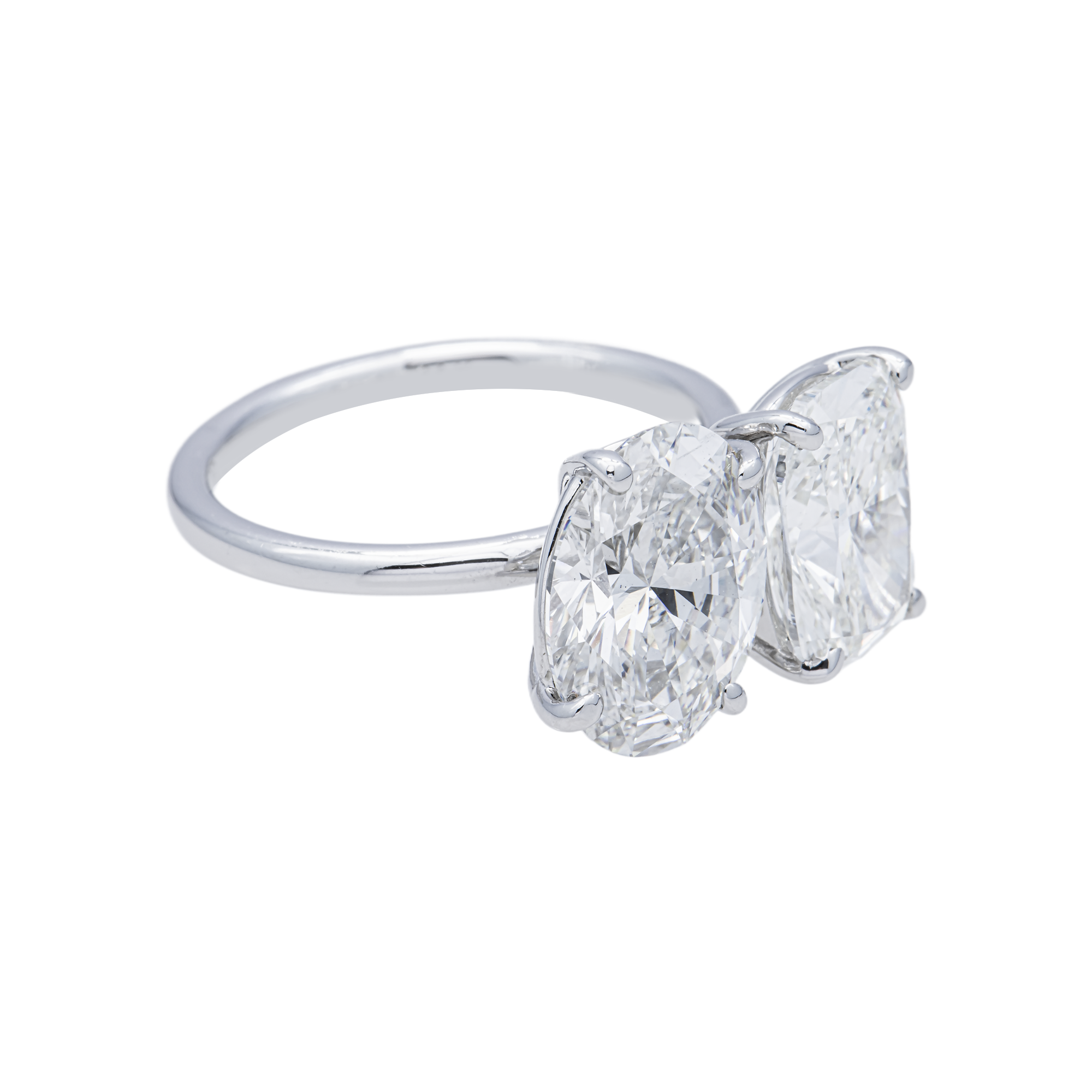 14K GOLD TOI ET MOI RADIANT AND OVAL LAB DIAMOND ENGAGEMENT RING 6.06 CTW