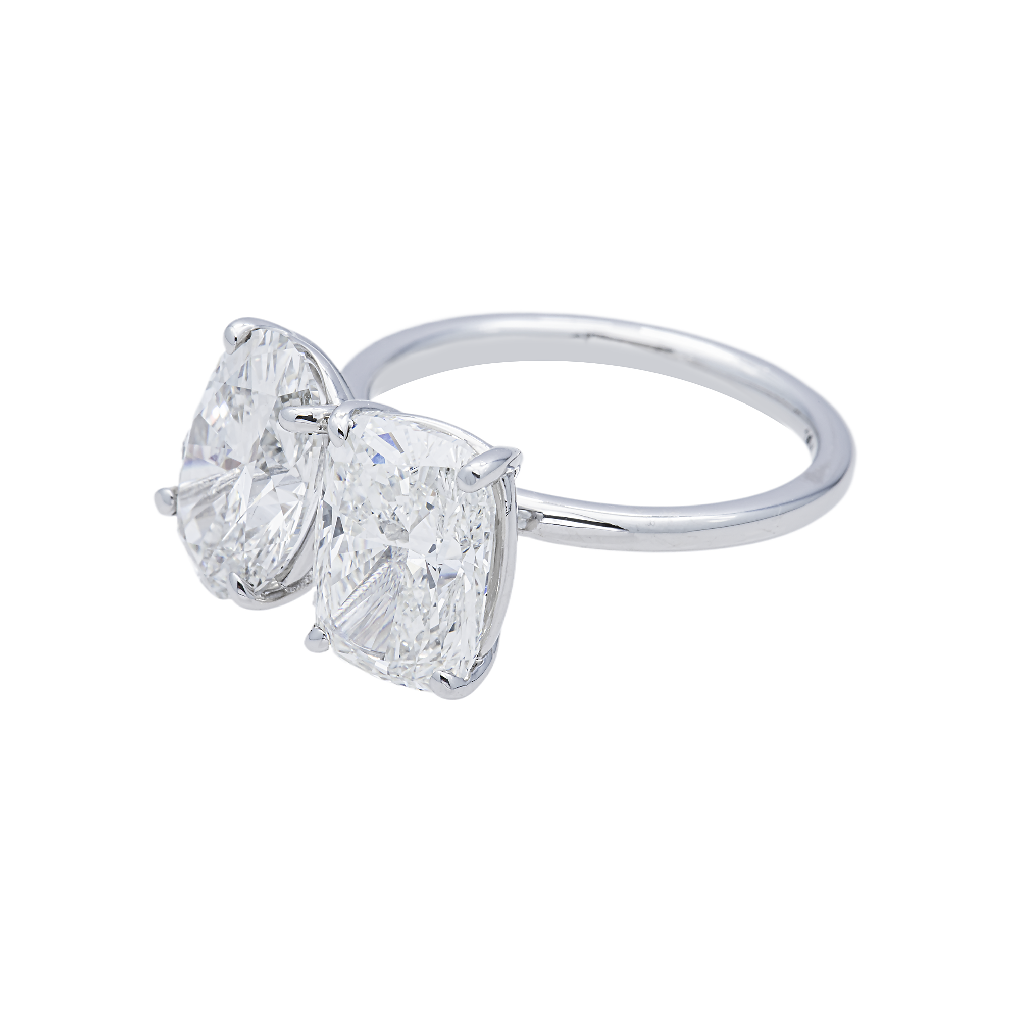 14K GOLD TOI ET MOI RADIANT AND OVAL LAB DIAMOND ENGAGEMENT RING 6.06 CTW