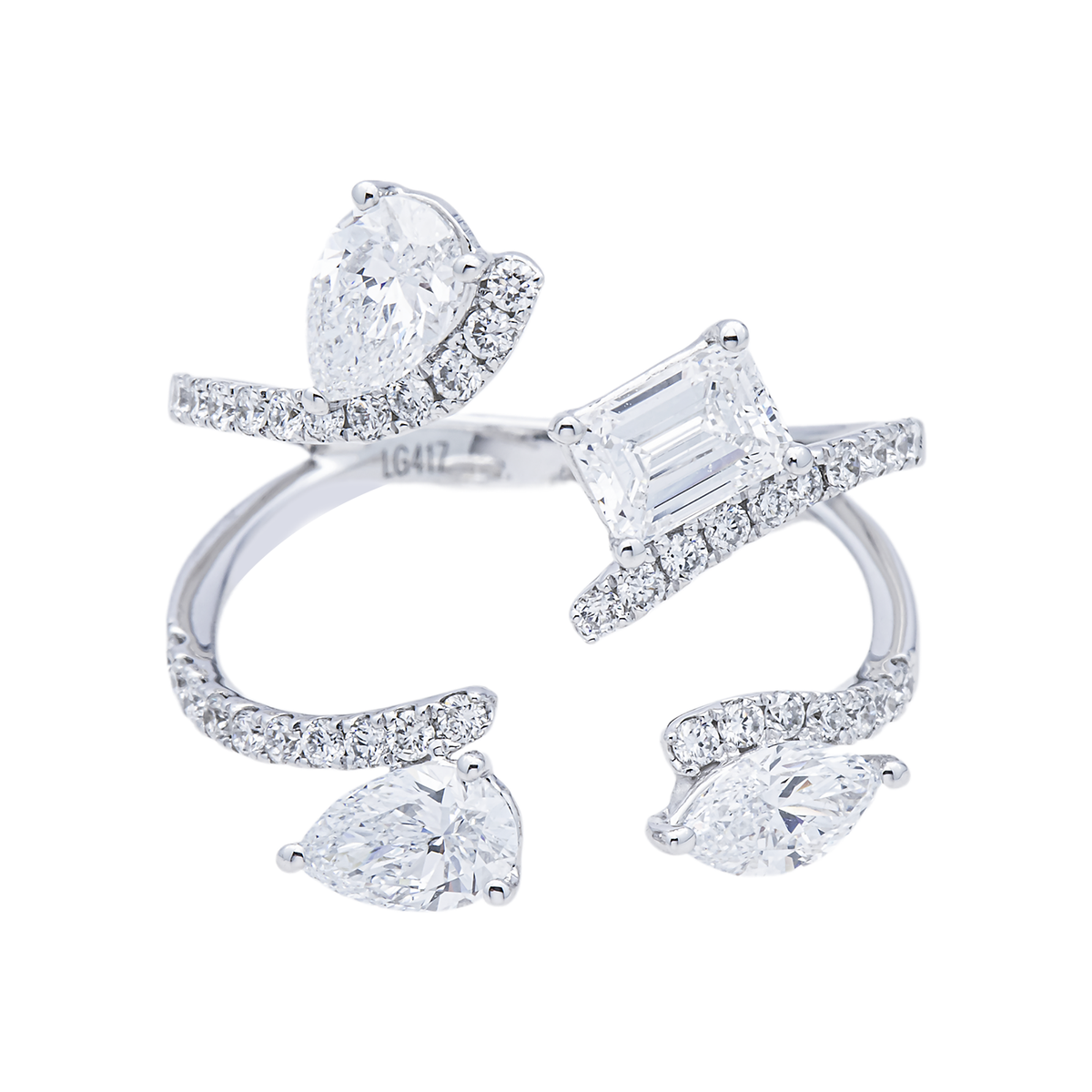 10K GOLD MULTI-SHAPE PAVE LAB DIAMOND SATURN RING 2.05 CTW