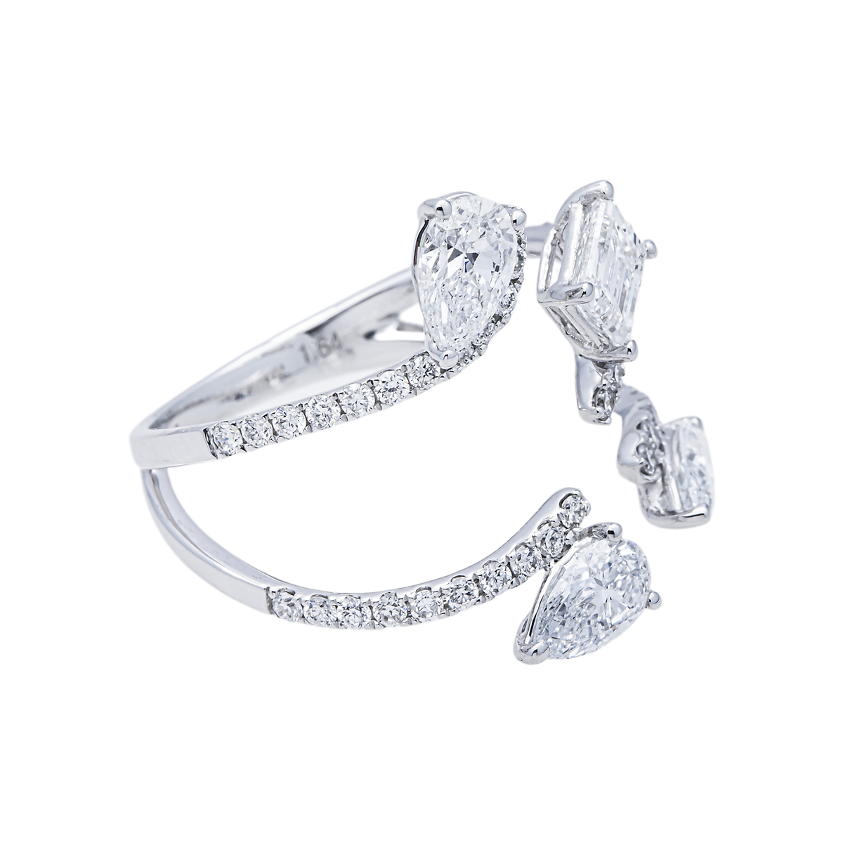 10K GOLD MULTI-SHAPE PAVE LAB DIAMOND SATURN RING 2.05 CTW