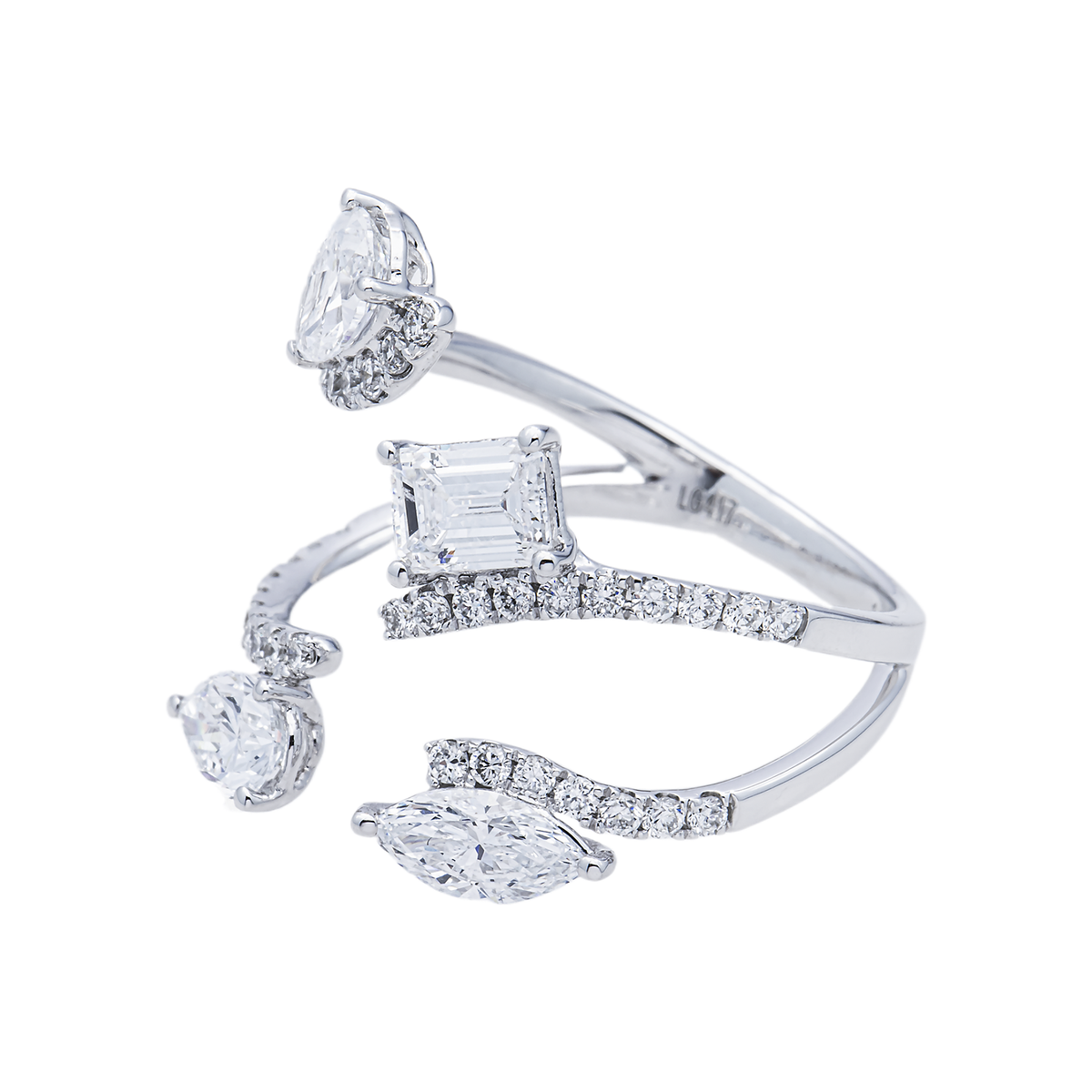 10K GOLD MULTI-SHAPE PAVE LAB DIAMOND SATURN RING 2.05 CTW