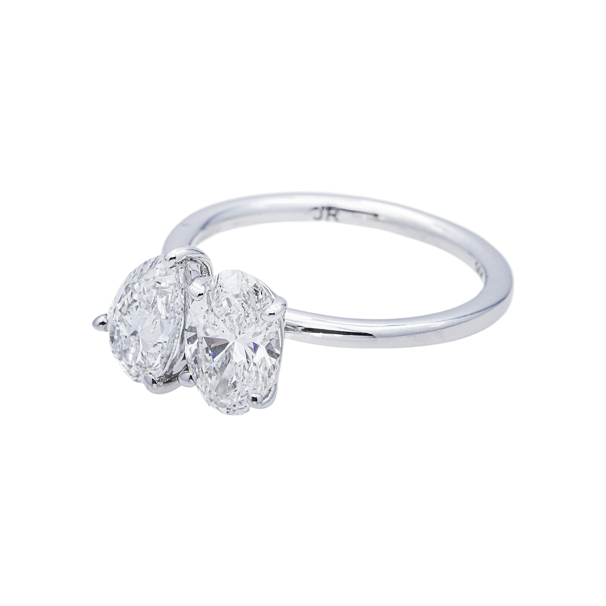 14K GOLD TOI ET MOI PEAR AND OVAL LAB DIAMOND ENGAGEMENT RING 6.14 CTW