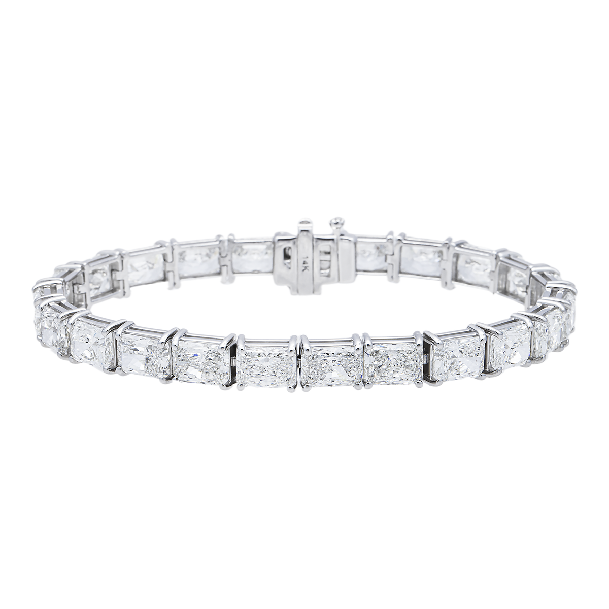 14K GOLD RADIANT LAB DIAMOND TENNIS BRACELET 31.50 CTW