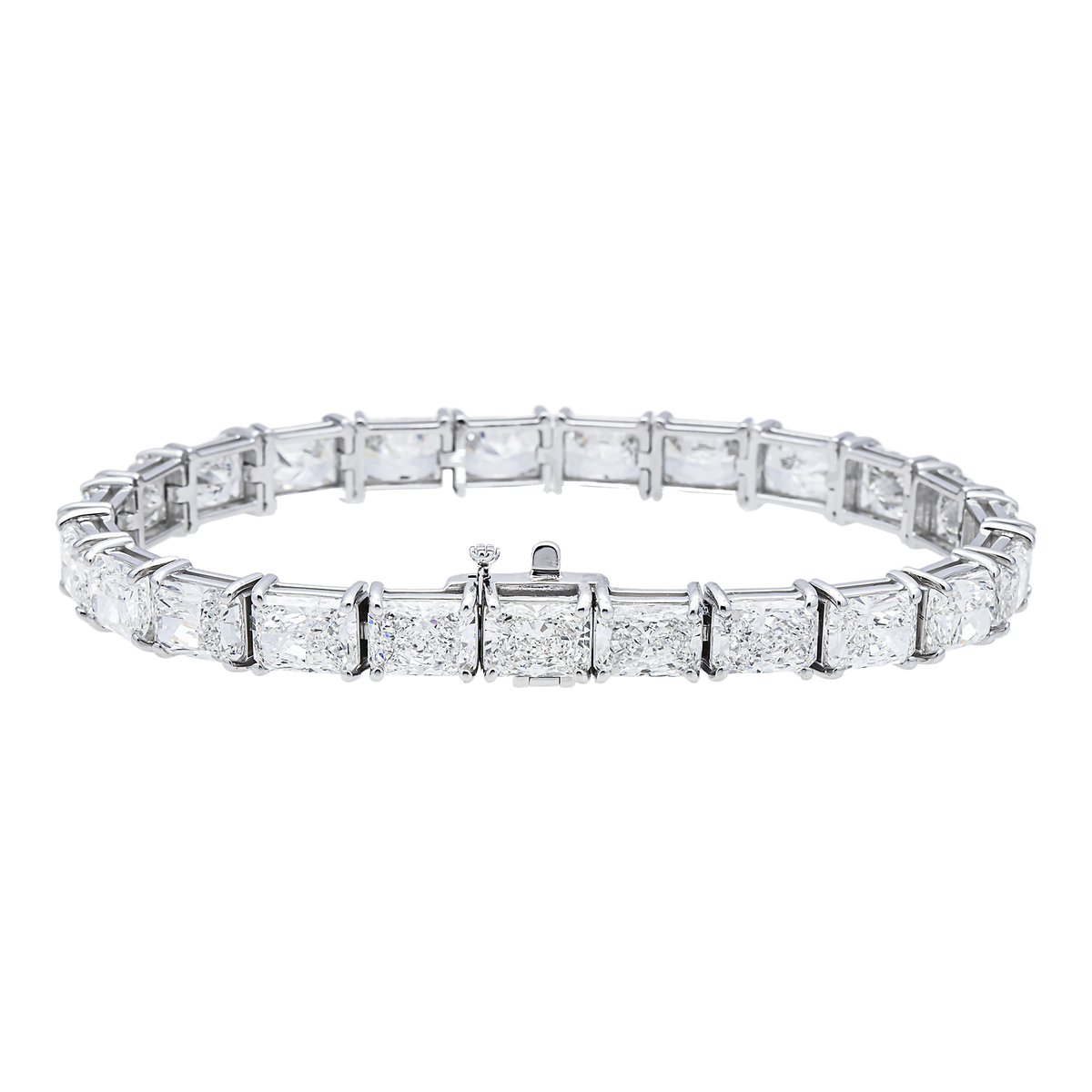 14K GOLD RADIANT LAB DIAMOND TENNIS BRACELET 31.50 CTW