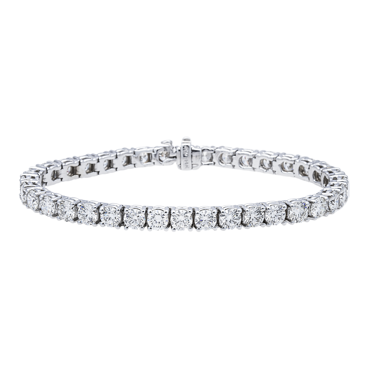 14K GOLD ROUND LAB DIAMOND TENNIS BRACELET 14.08 CTW