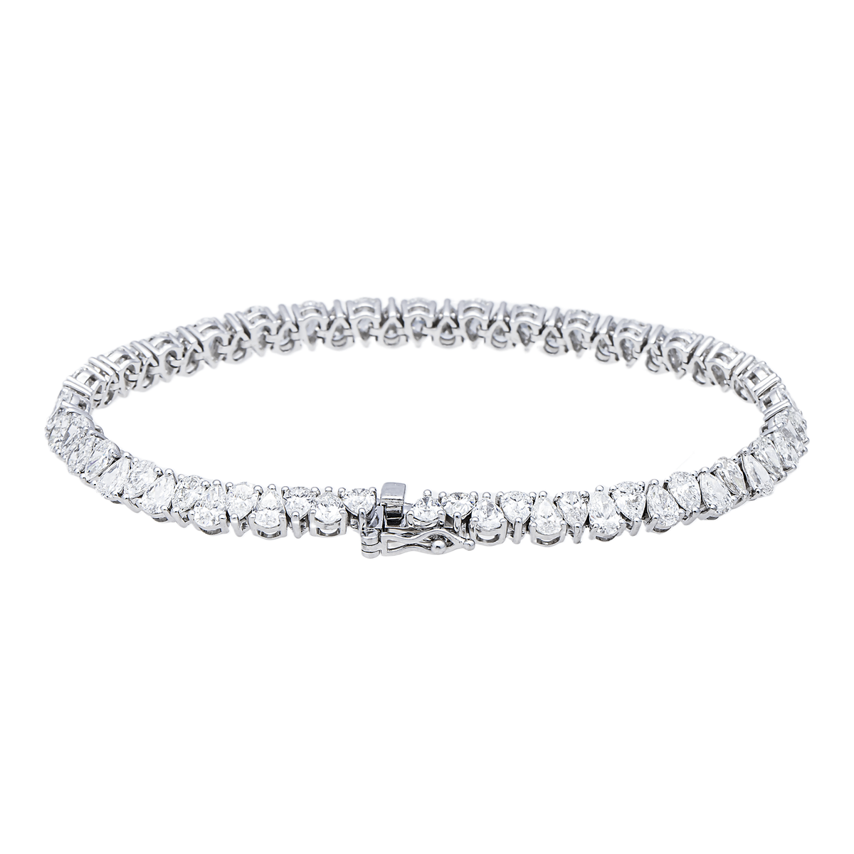 14K GOLD PEAR LAB DIAMOND TENNIS BRACELET 13.40 CTW