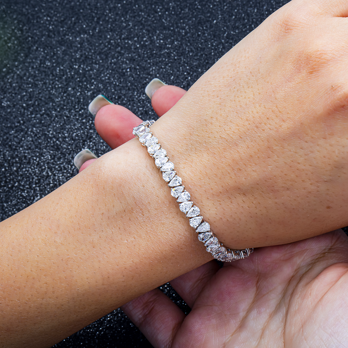 14K GOLD PEAR LAB DIAMOND TENNIS BRACELET 13.40 CTW