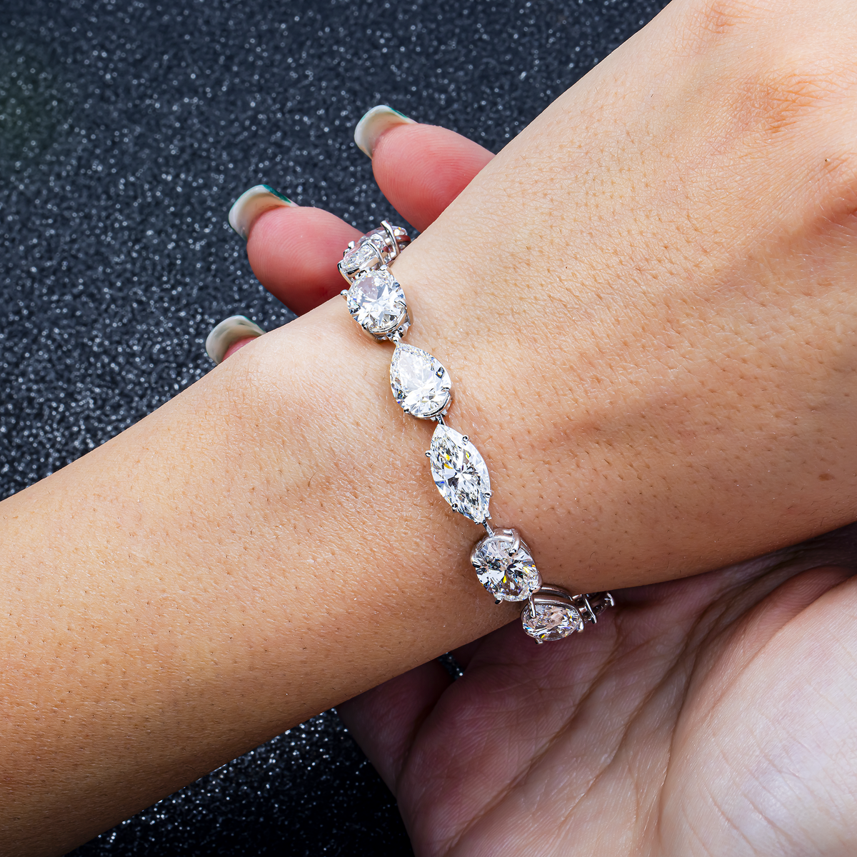 14K GOLD MULTI-SHAPE LAB DIAMOND TENNIS BRACELET 32.34 CTW