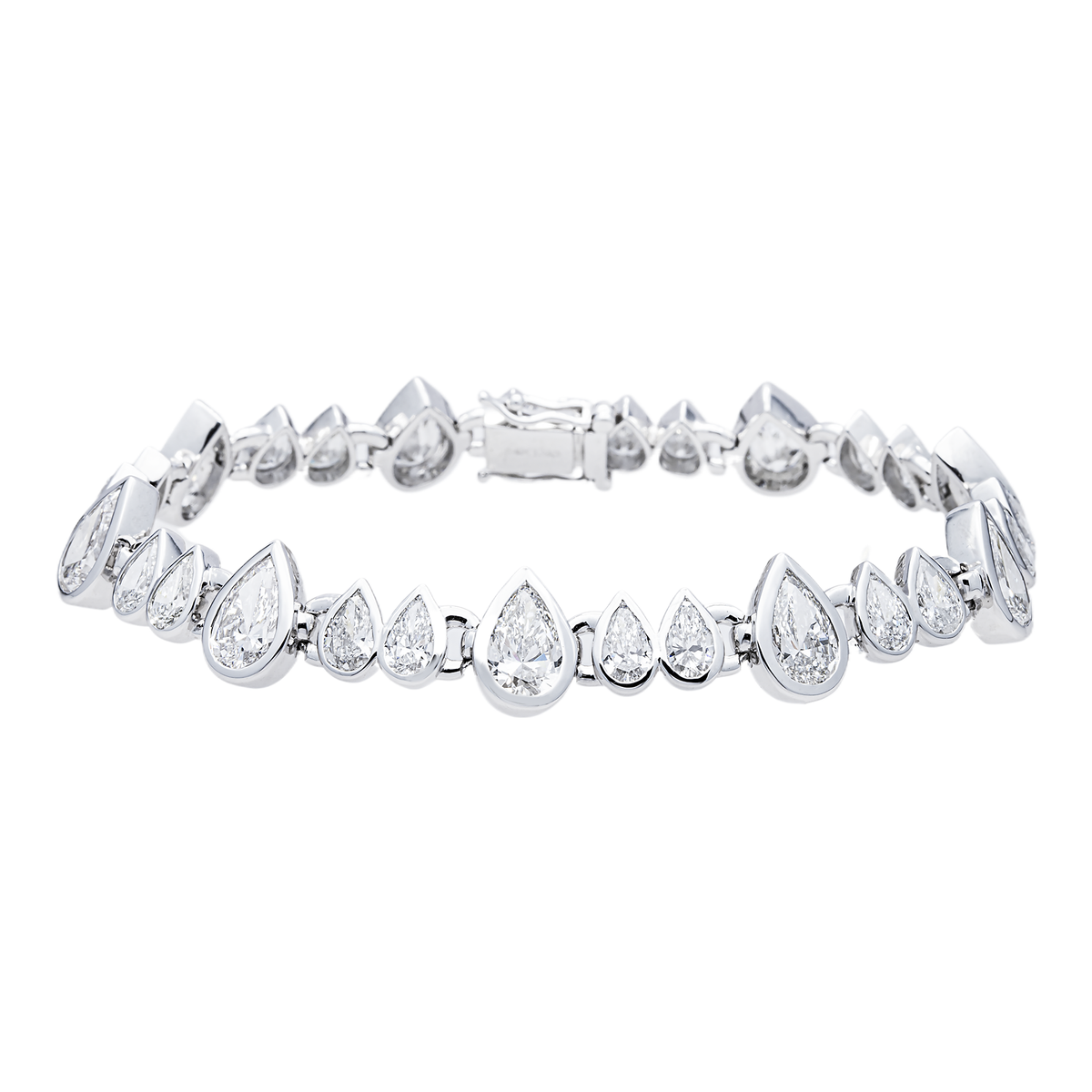 14K GOLD PEAR LAB DIAMOND TENNIS BRACELET 17.12 CTW