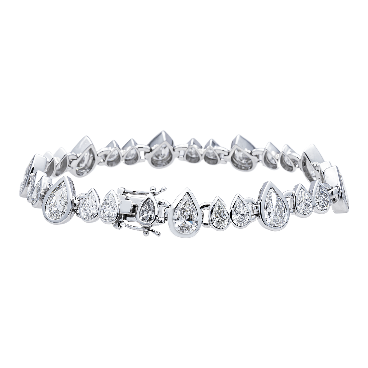 14K GOLD PEAR LAB DIAMOND TENNIS BRACELET 17.12 CTW
