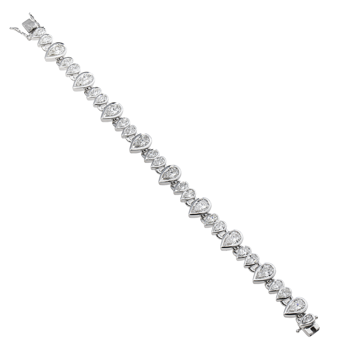 14K GOLD PEAR LAB DIAMOND TENNIS BRACELET 17.12 CTW
