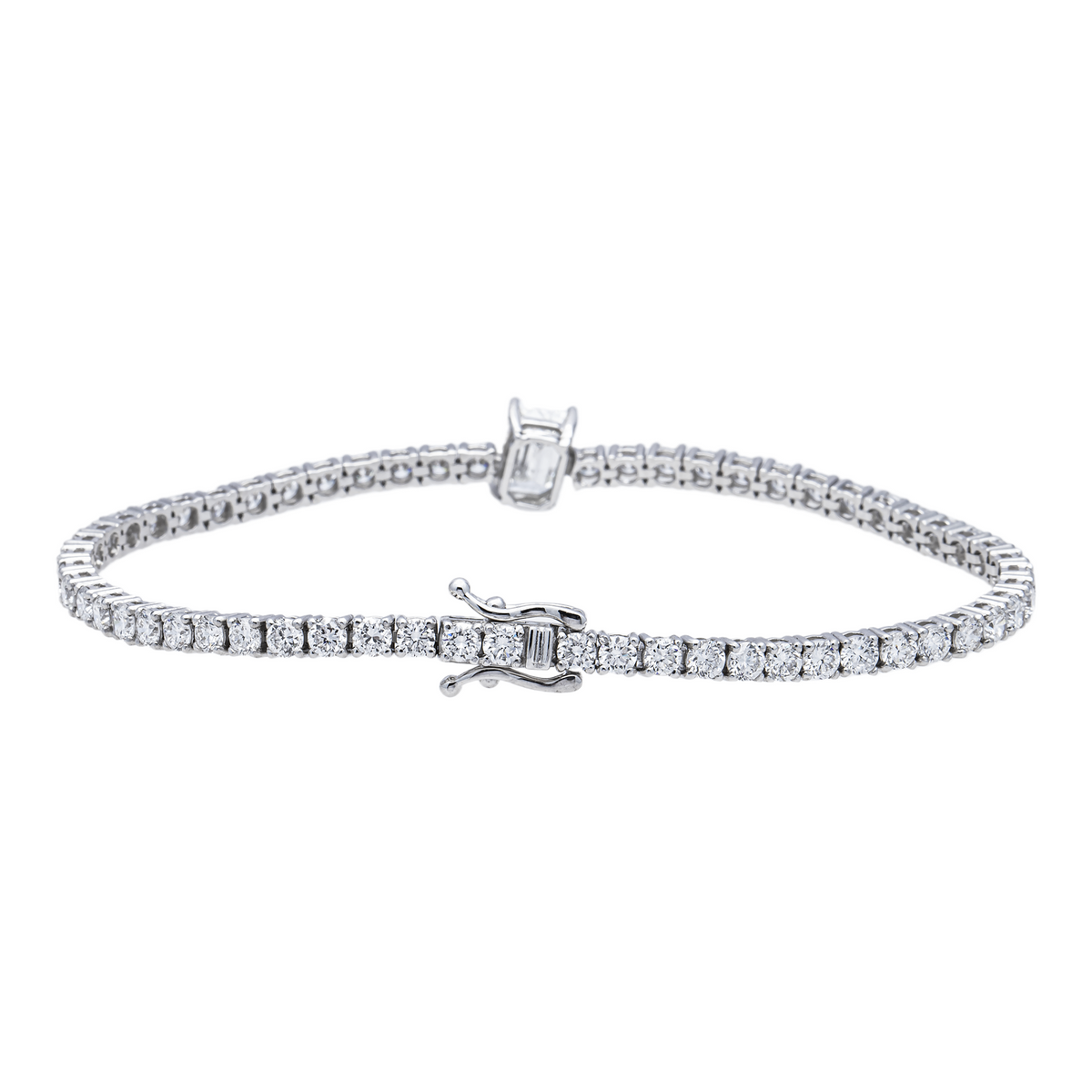 14K GOLD ROUND AND EMERALD LAB DIAMOND TENNIS BRACELET 9.80 CTW