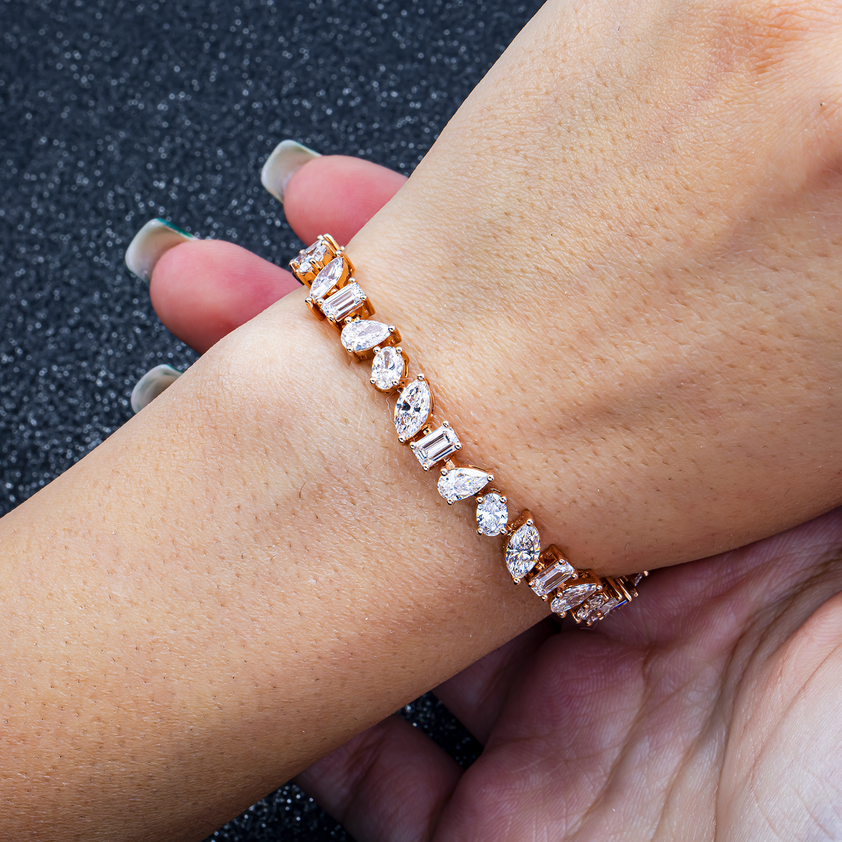 14K GOLD MULTI-SHAPE LAB DIAMOND TENNIS BRACELET 13.50 CTW