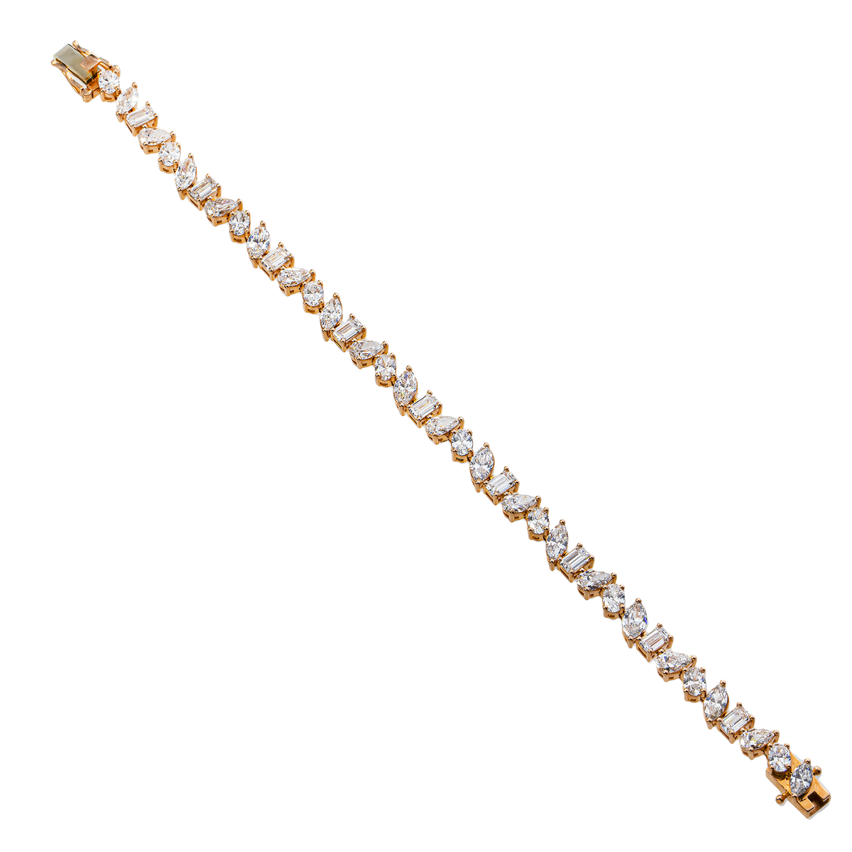 14K GOLD MULTI-SHAPE LAB DIAMOND TENNIS BRACELET 13.50 CTW