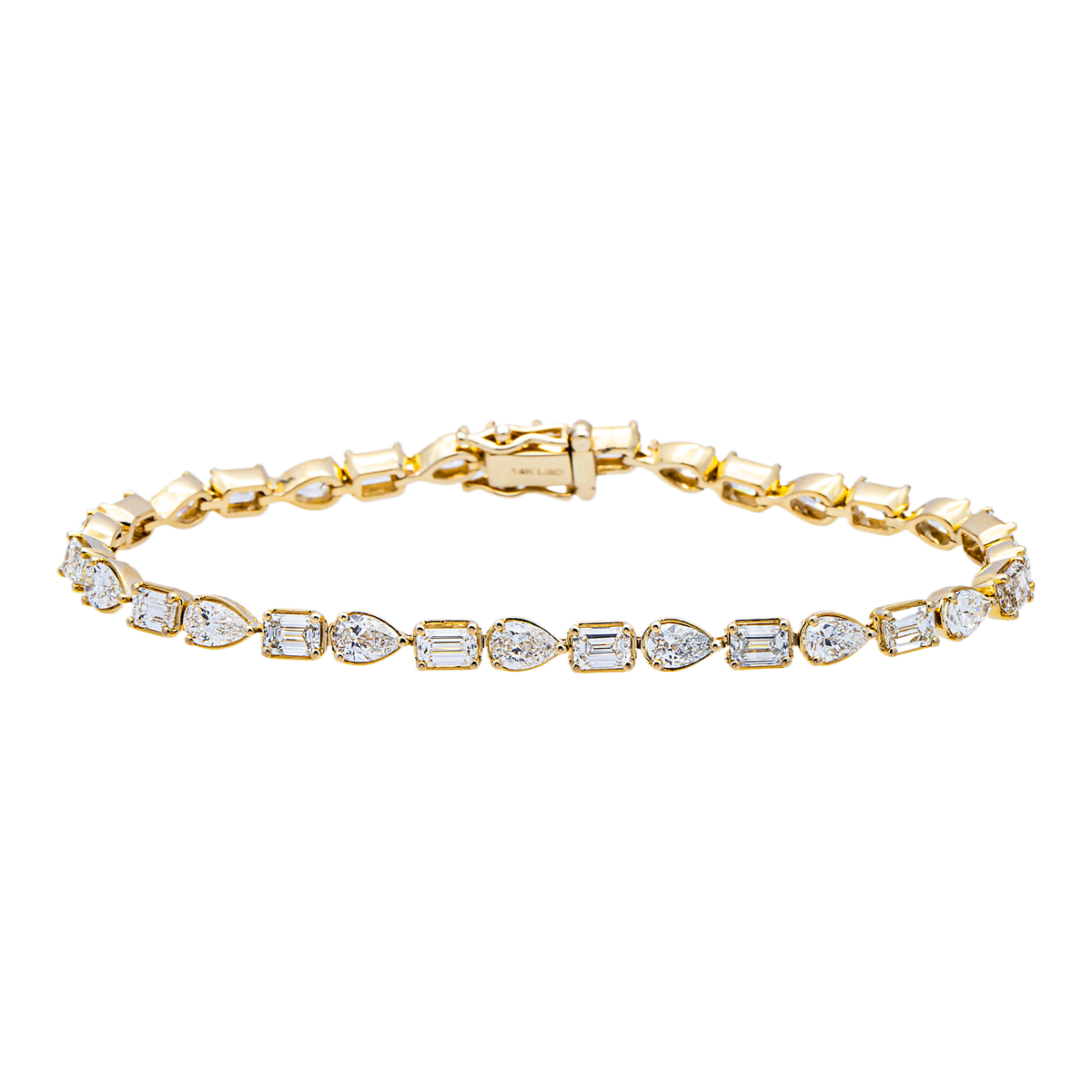 14K GOLD MULTI-SHAPE LAB DIAMOND TENNIS BRACELET 7.04 CTW