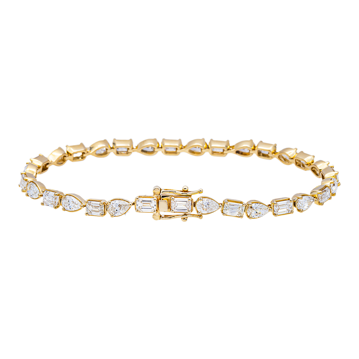 14K GOLD MULTI-SHAPE LAB DIAMOND TENNIS BRACELET 7.04 CTW