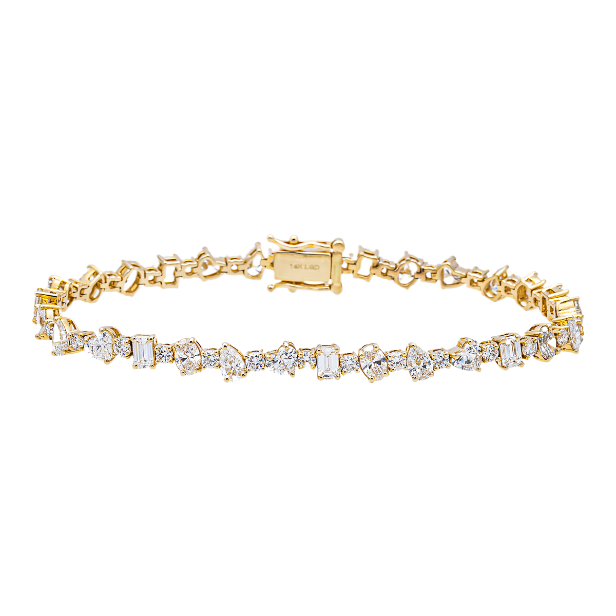 14K GOLD MULTI-SHAPE LAB DIAMOND TENNIS BRACELET 8.45CTW