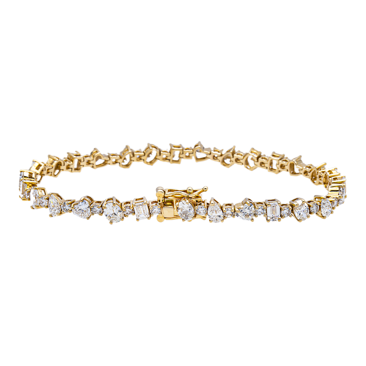 14K GOLD MULTI-SHAPE LAB DIAMOND TENNIS BRACELET 8.45CTW