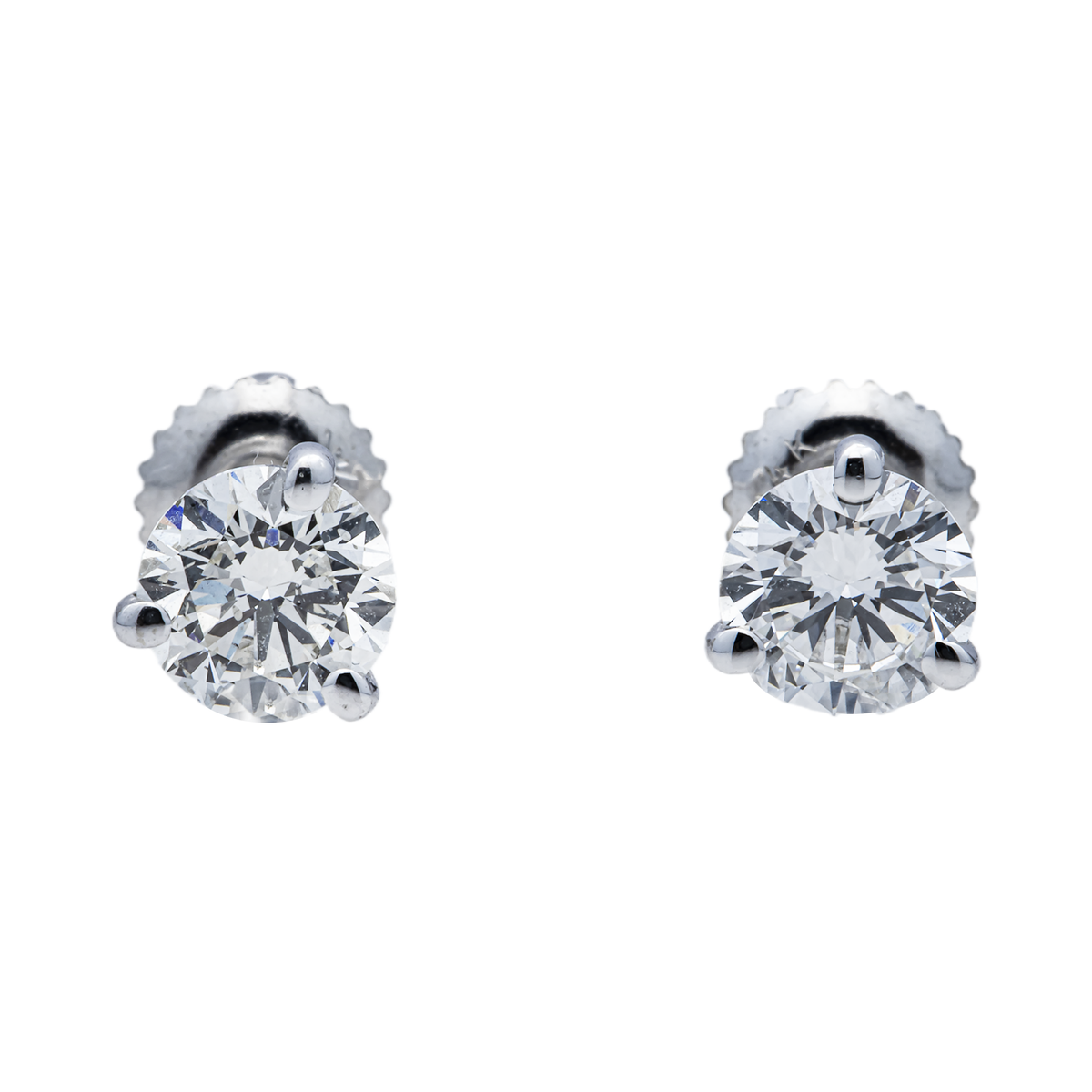 14K GOLD ROUND LAB DIAMOND EARRINGS 1.57 CTW