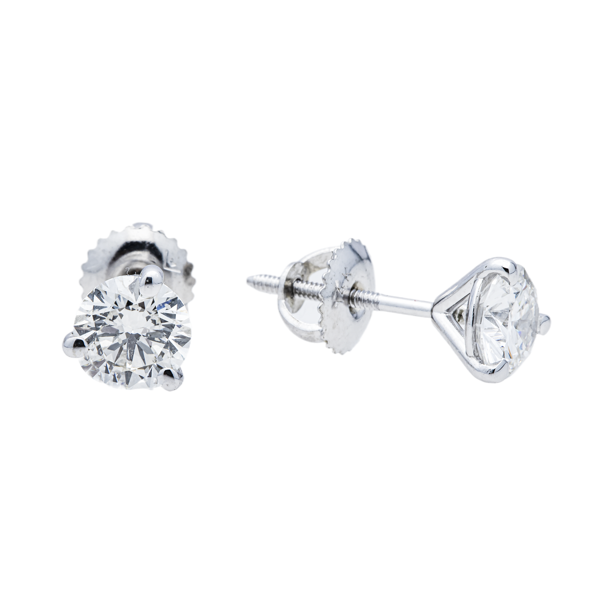 14K GOLD ROUND LAB DIAMOND EARRINGS 1.57 CTW