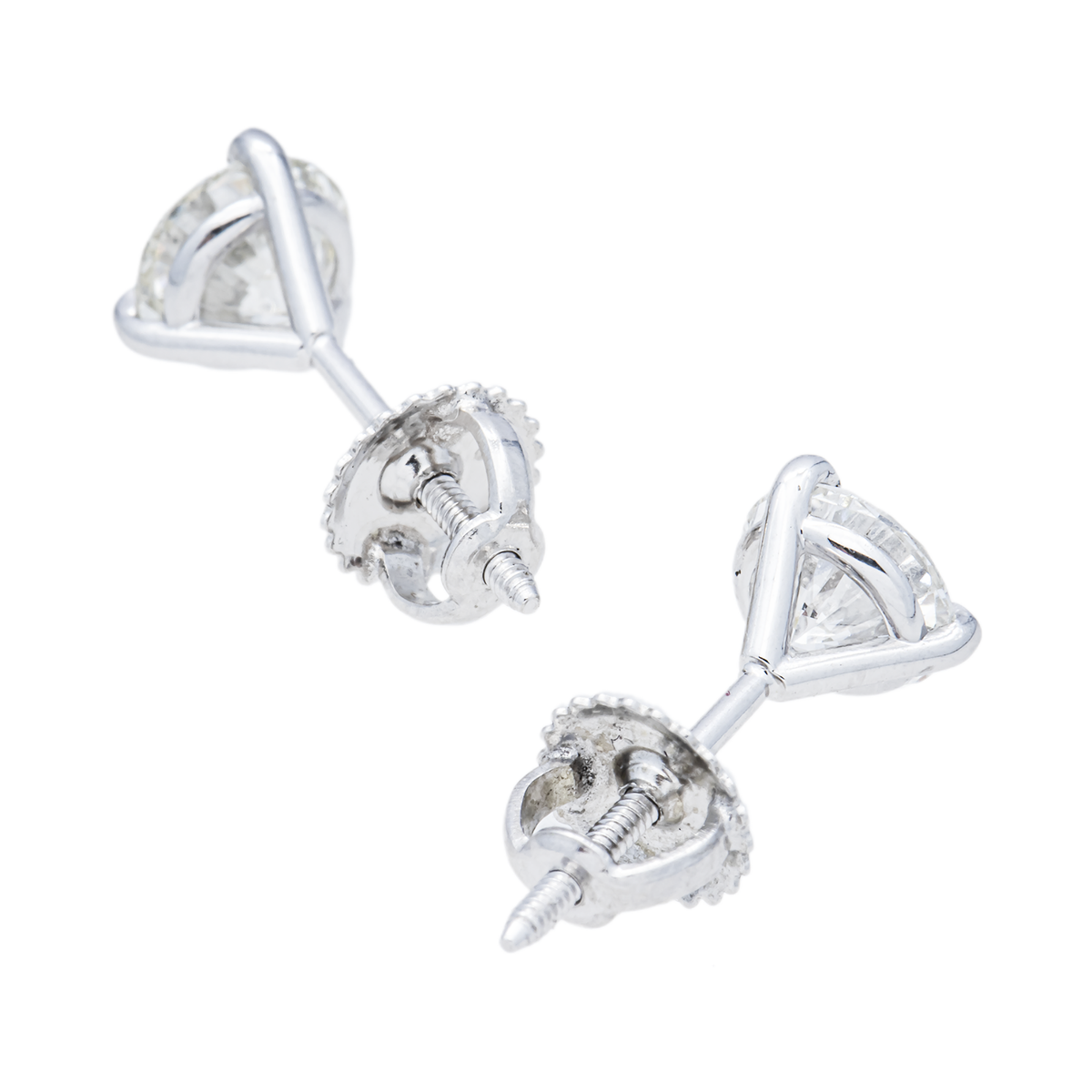 14K GOLD ROUND LAB DIAMOND EARRINGS 1.57 CTW