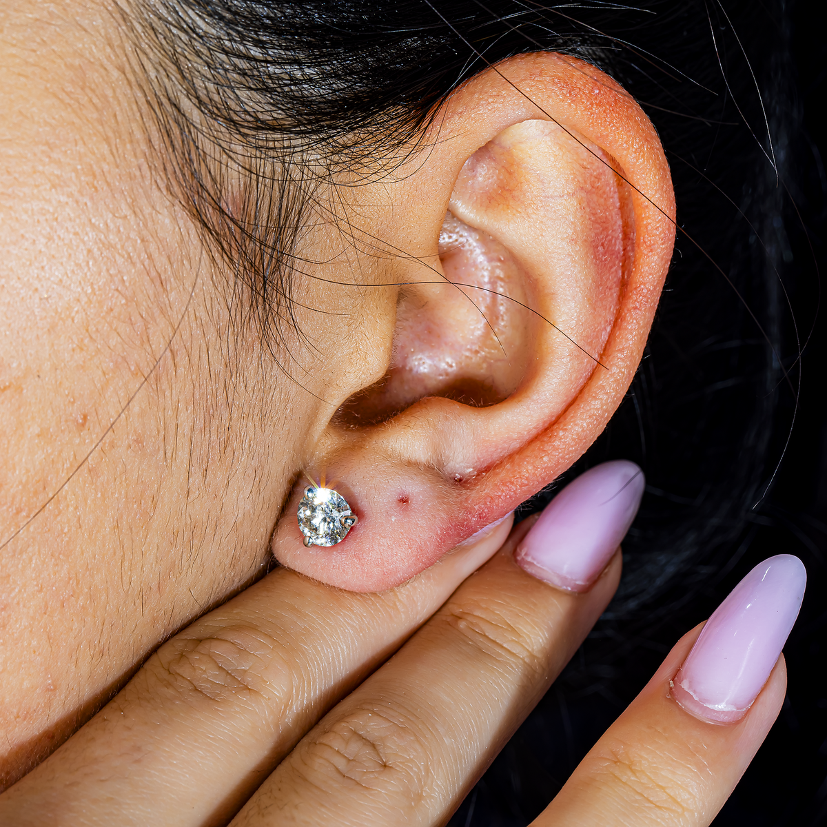 14K GOLD ROUND LAB DIAMOND EARRINGS 1.57 CTW
