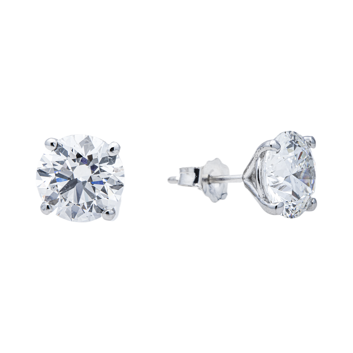 14K GOLD ROUND LAB GROWN DIAMOND EARRINGS 4.19 CTW