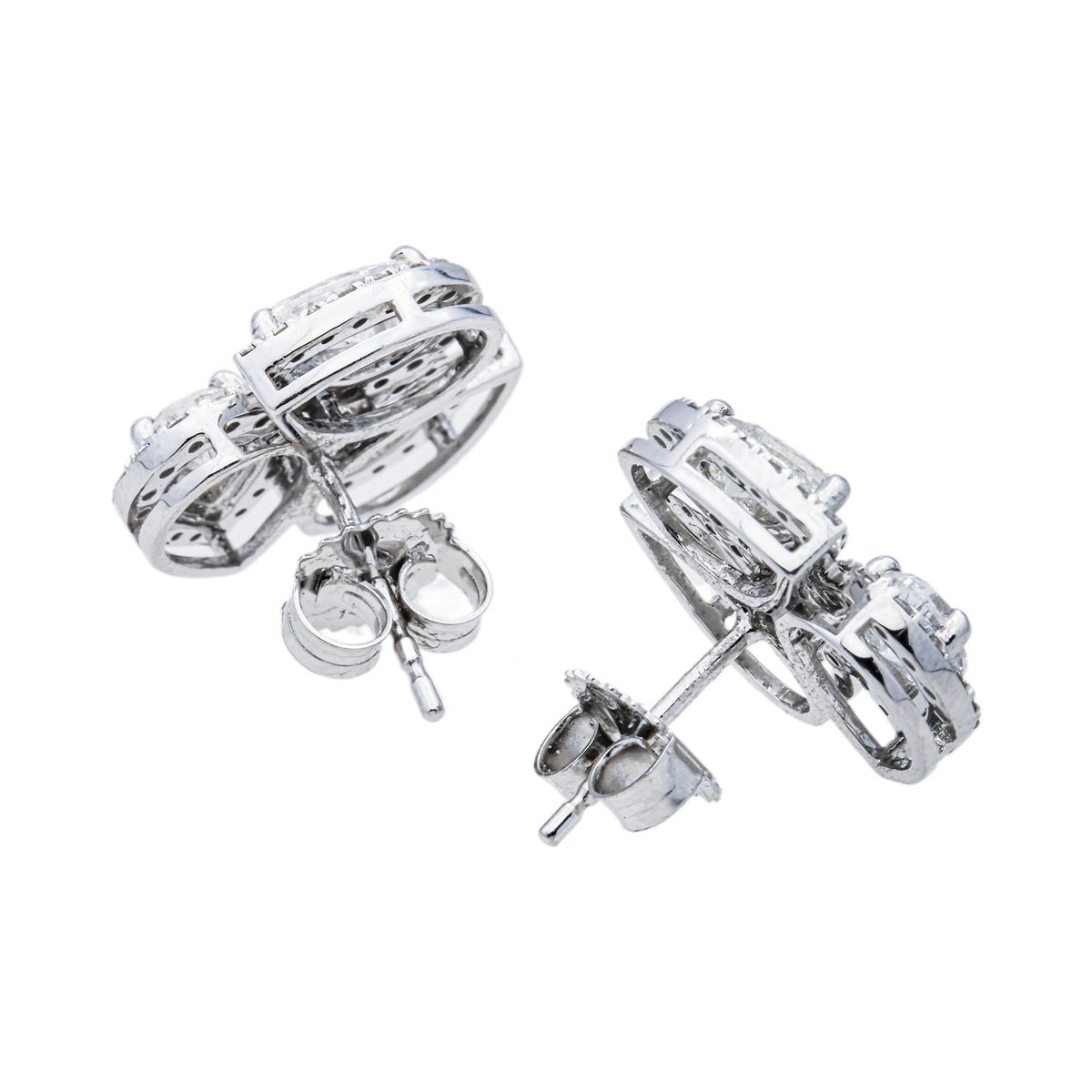 14K GOLD PEAR SHAPED PAVE HALO LAB DIAMOND CLUSTER EARRINGS 2.20 CTW